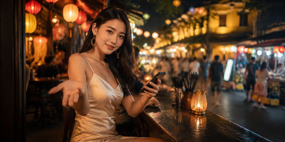 Người dùng tại Hội An thanh toán cá cược thể thao qua ví điện tử vào ban đêm