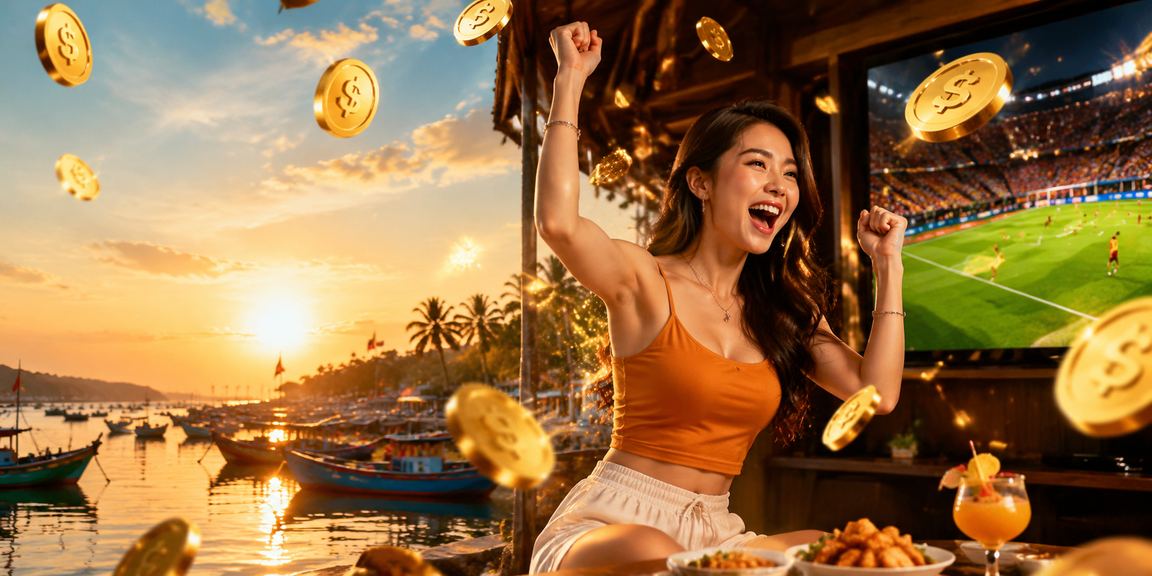 Người dùng sode thư giãn tại bãi biển Mũi Né và kiểm tra tiến độ VIP trên điện thoại